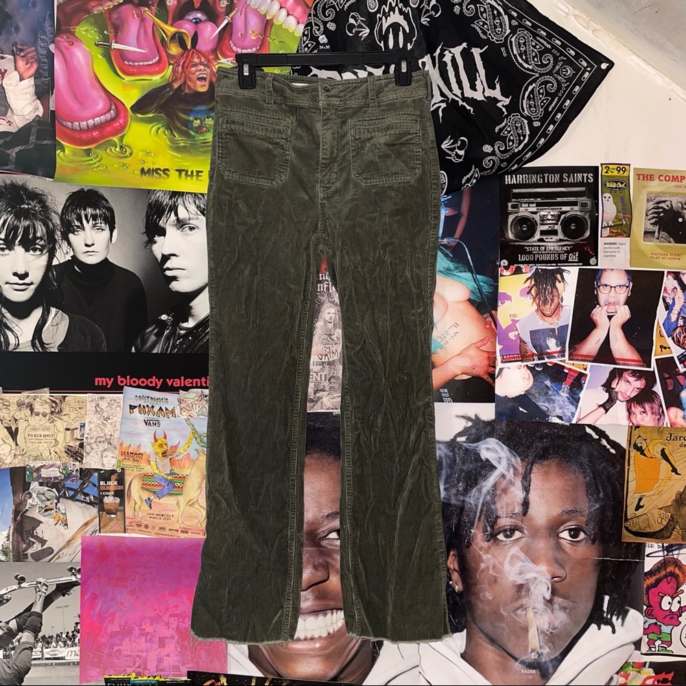 anthropologie PILCRO olive green corduroy pants